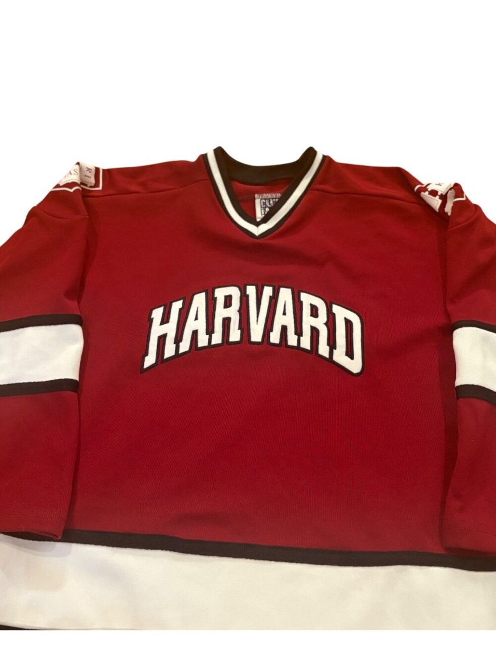 Vintage 90s Harvard Crimson Stitched NCAA Hockey Jersey Made in USA Youth L/XL - Picture 5 of 7